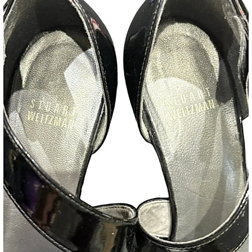 Stuart Weitzman Lineone Black Patent Leather Wedge Size 7 - Picture 4 of 10